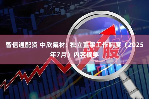 智信通配资 中欣氟材: 独立董事工作制度（2025年7月）内容摘要