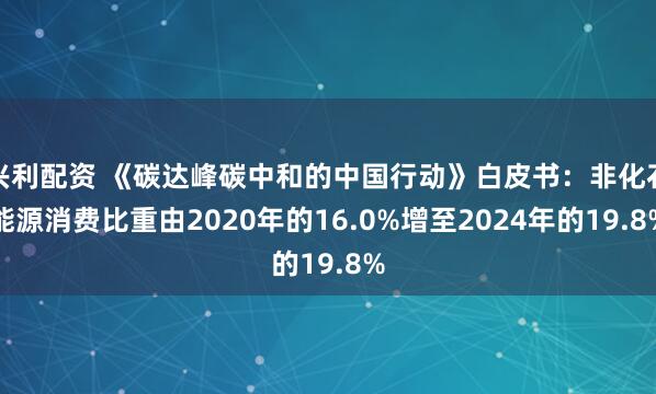 兴利配资 《碳达峰碳中和的中国行动》白皮书：非化石能源消费比重由2020年的16.0%增至2024年的19.8%